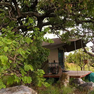 Outside view of accommodations at Karenge Bush Camp